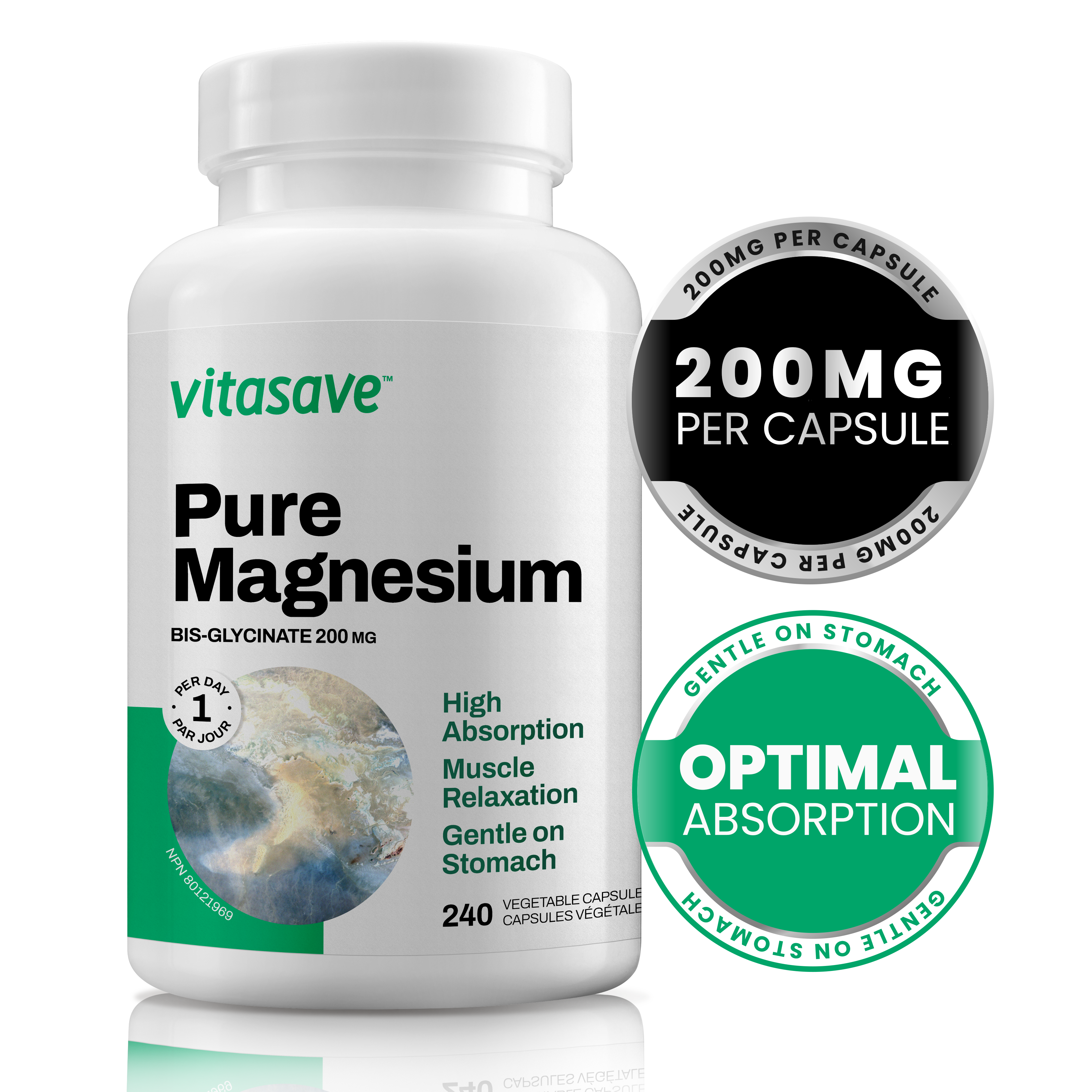 Vitasave Magnesium Bisglycinate 200 mg (240 Capsules)