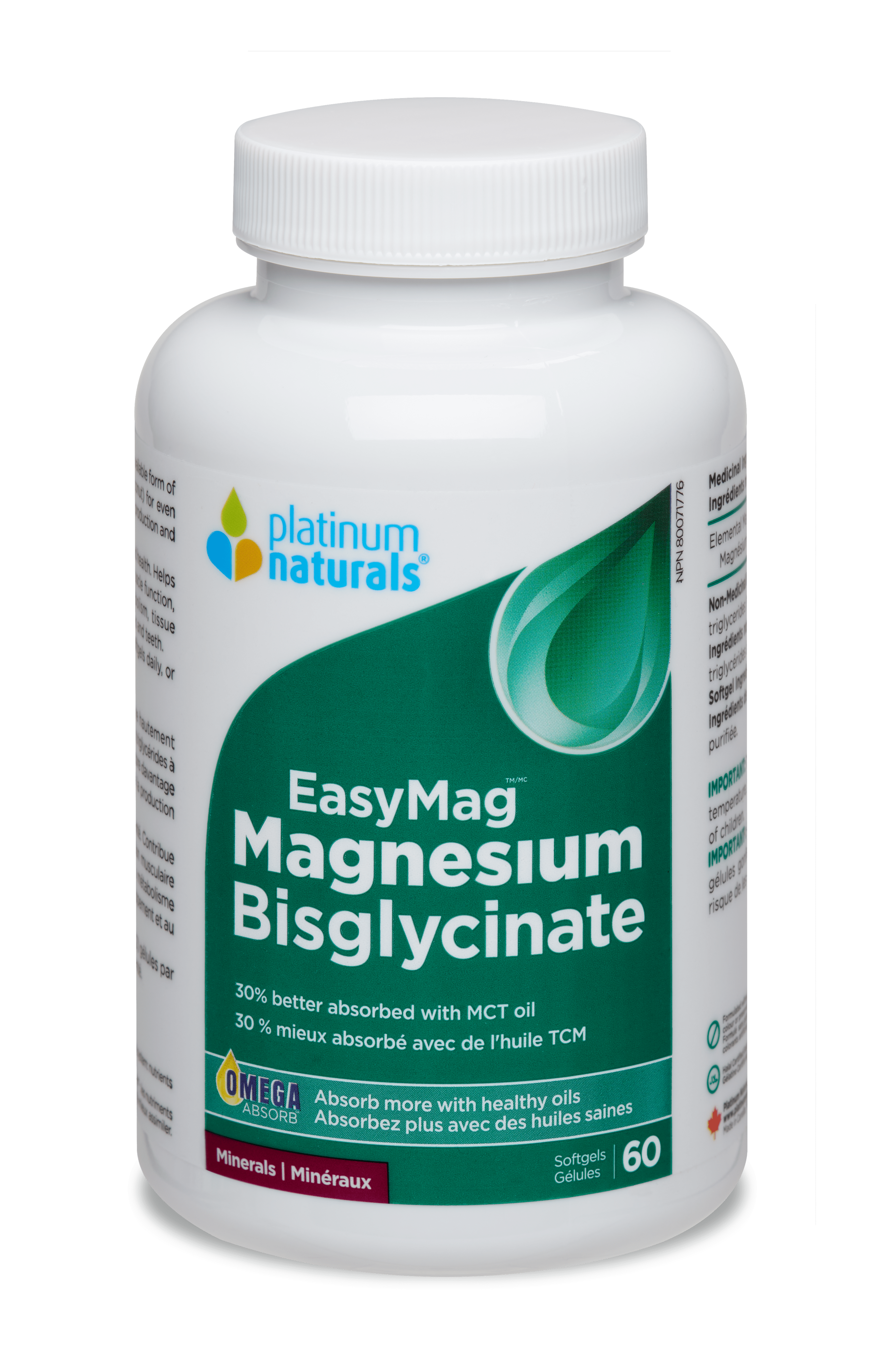 Platinum Naturals EasyMag Magnesium Bisglycinate (60 Softgels)