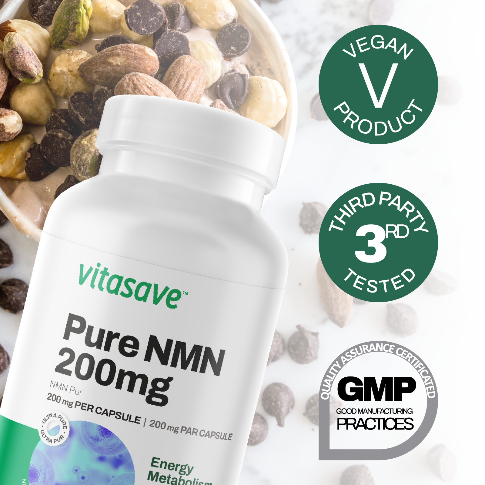 Vitasave Pure NMN 200 mg (60 VCaps)