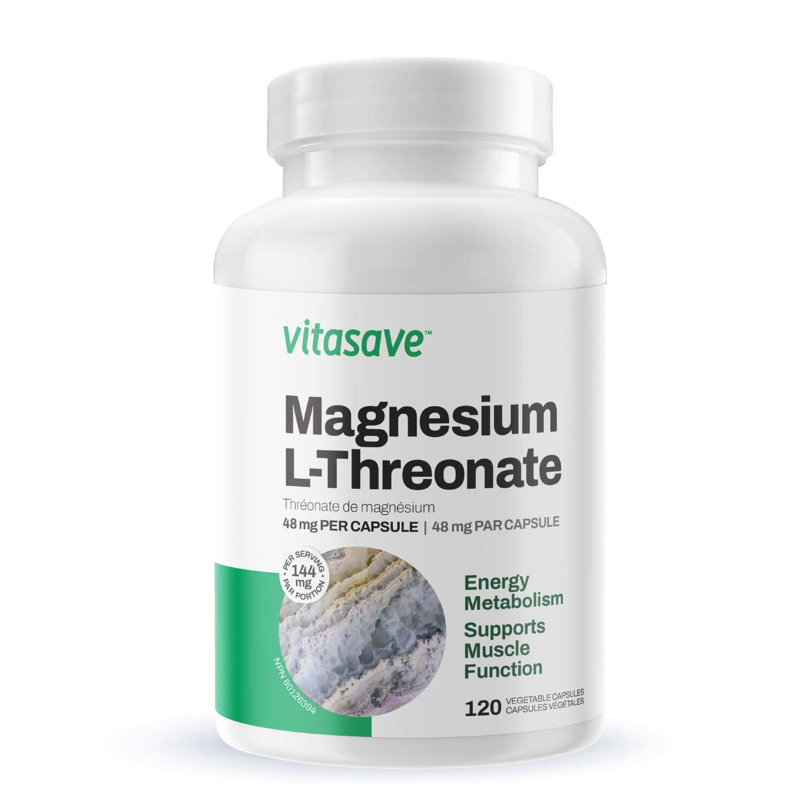 Vitasave Magnesium L-Threonate 48mg (120 vegetable capsules)