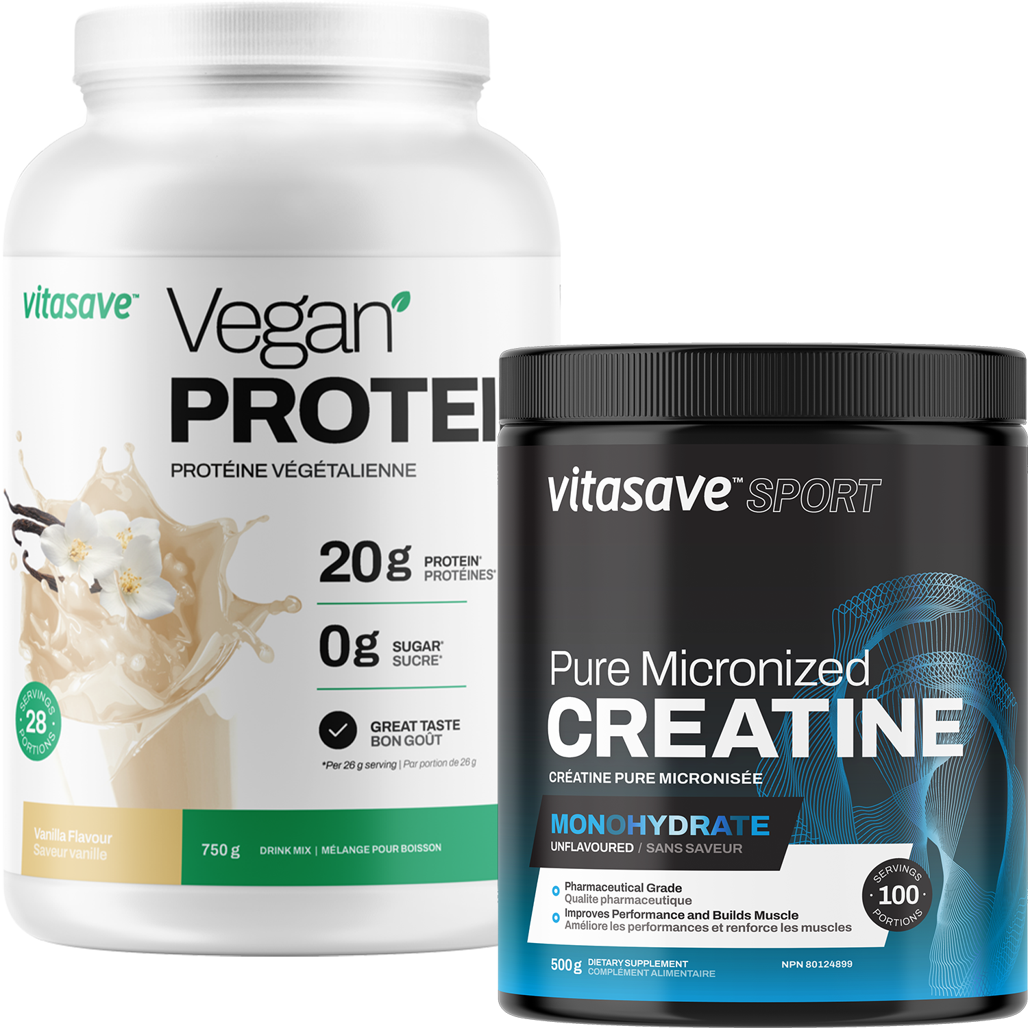 Vitasave Vegan Sport Bundle (Vegan Protein-Vanilla + Creatine)