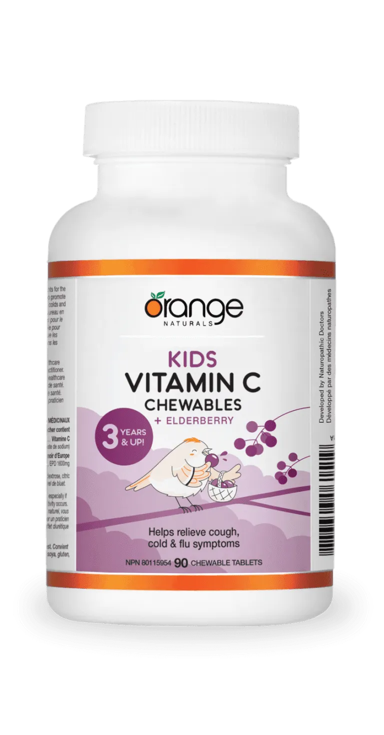 Orange Naturals Kids Vitamin C Chewables + Elderberry (90 Tablets)