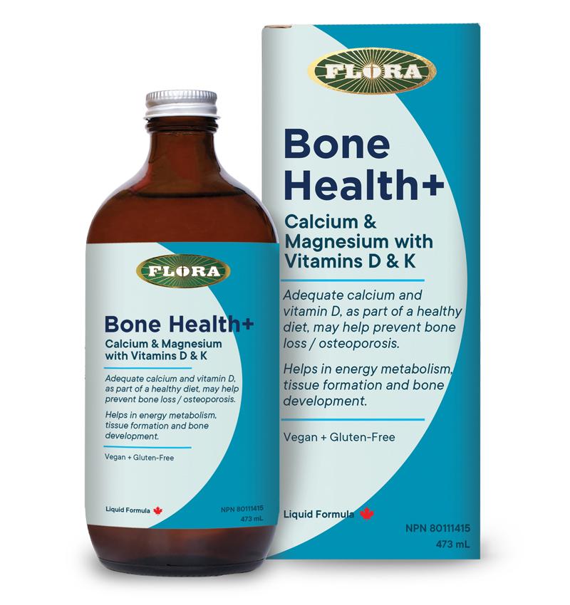 Flora Bone Health+ Calcium & Magnesium with Vitamins D & K Liquid Formula