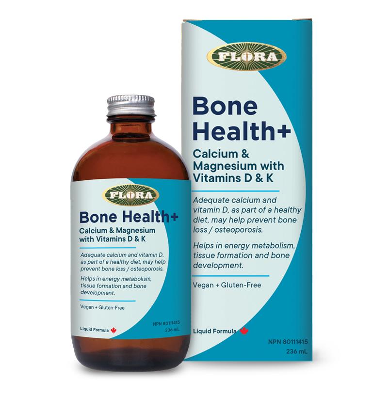 Flora Bone Health+ Calcium & Magnesium with Vitamins D & K Liquid Formula