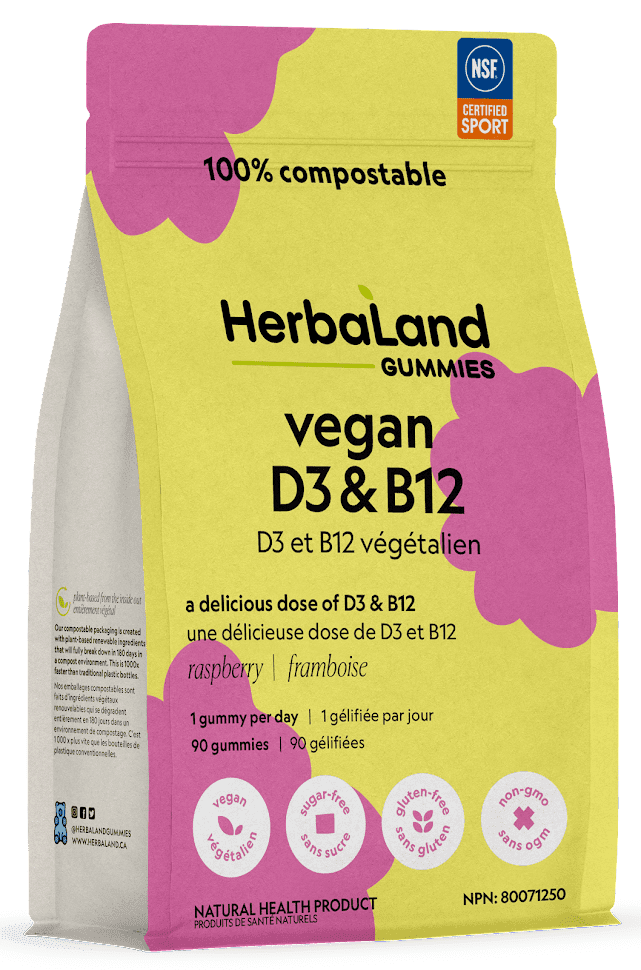 HerbaLand Vegan D3 & B12 - Raspberry (90 Gummies)