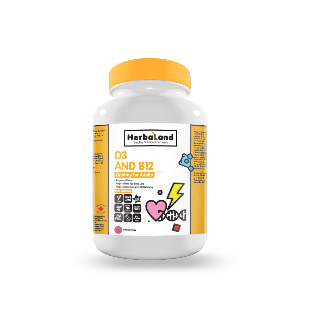 HerbaLand Vegan D3 & B12 - Raspberry (90 Gummies)