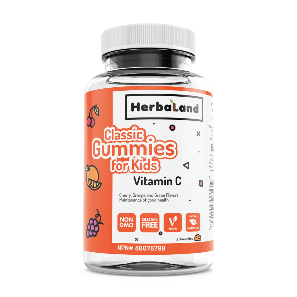 HerbaLand Vitamin C Classic Gummies for Kids - Cherry, Orange & Grape (60 Gummies)