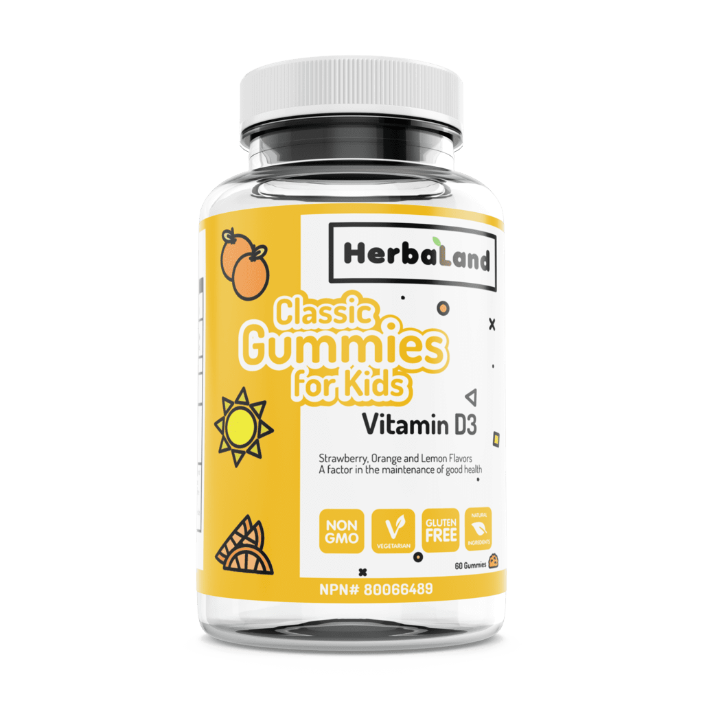 HerbaLand Vitamin D3 Classic Gummies for Kids - Strawberry, Orange & Lemon (60 Gummies)