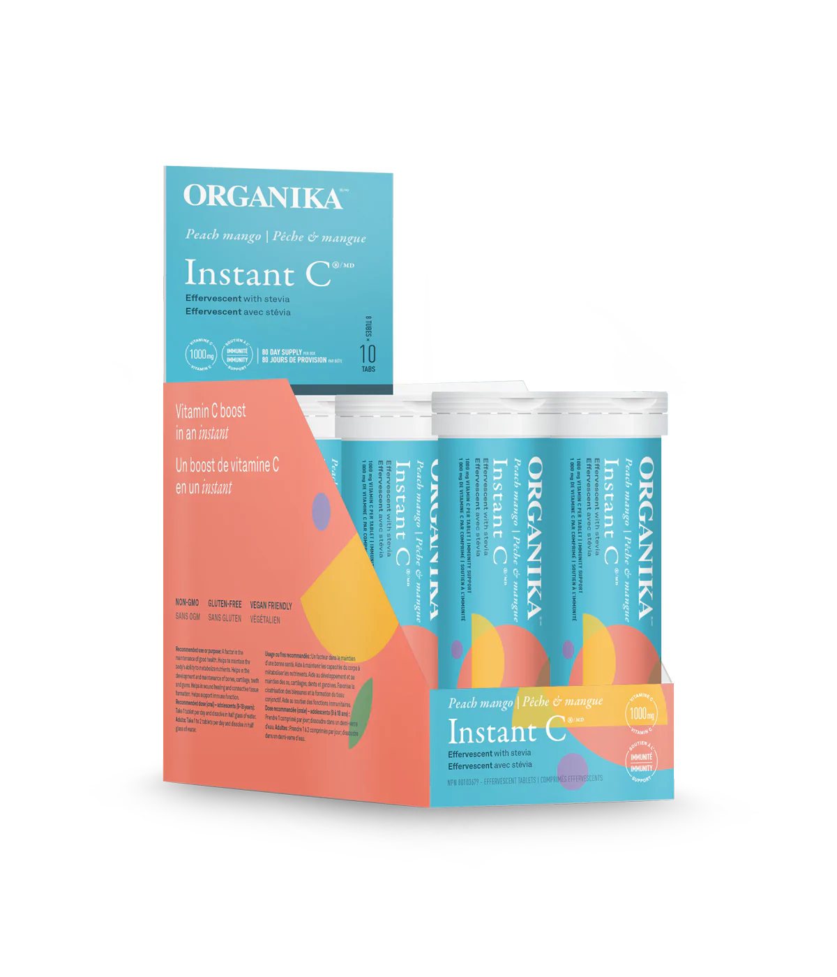 Organika Instant C 10 Tablets - Peach Mango (Tubes)