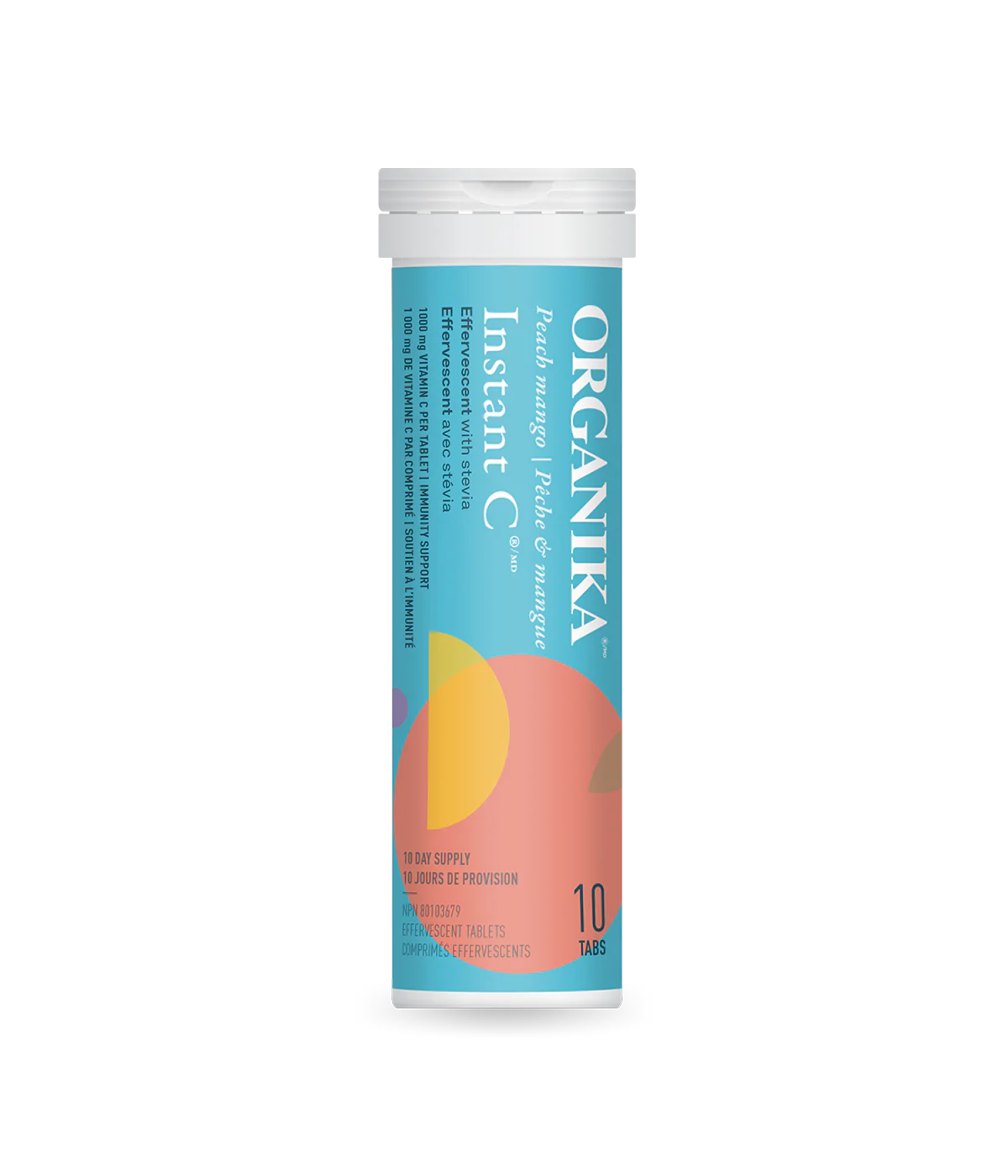 Organika Instant C 10 Tablets - Peach Mango (Tubes)